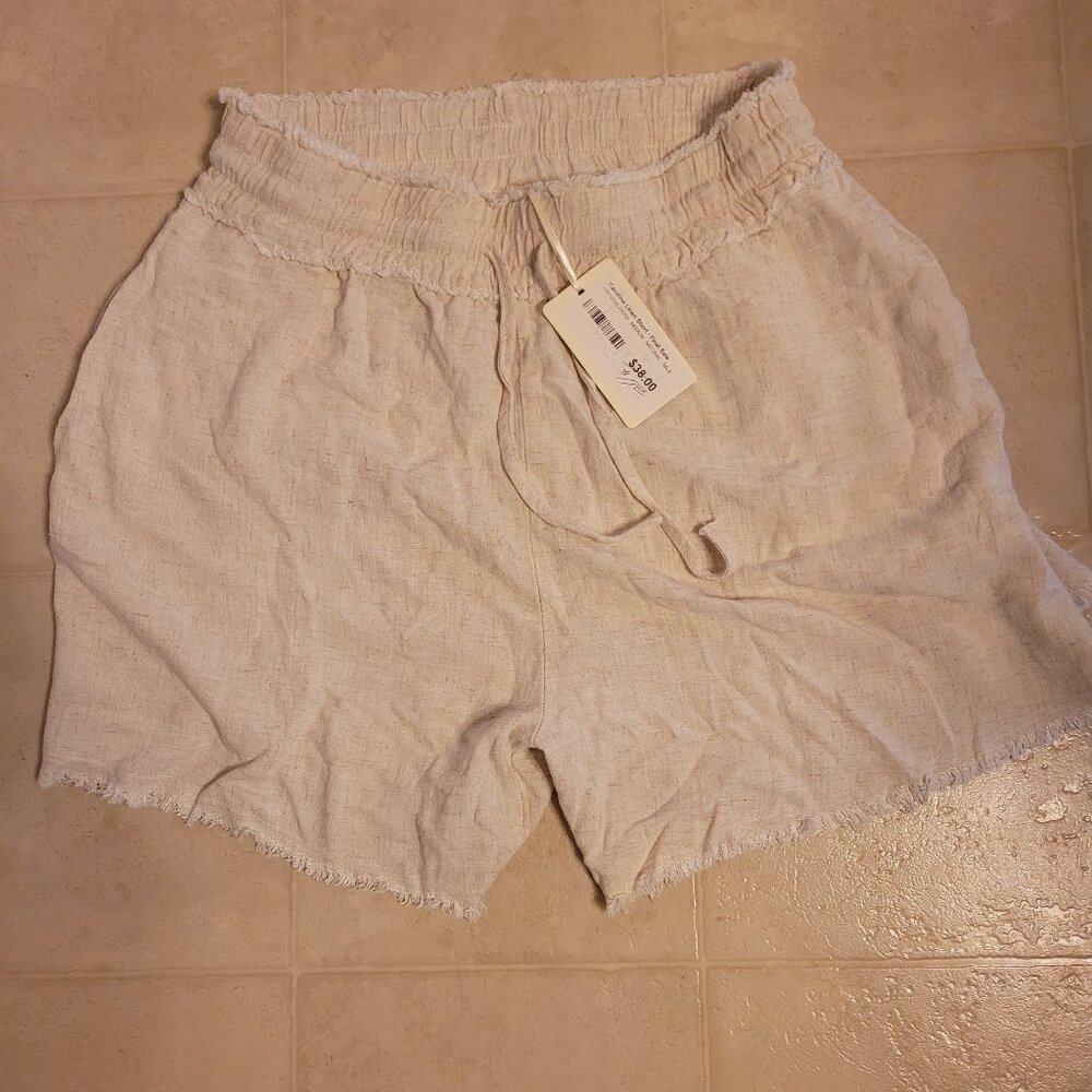 La Miel cream linen pull on shorts